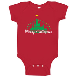 Merry Christmas Disney Castle Parody Baby One Piece Merry Christmas Disney Castle Parody Baby One Piece