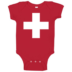 Swiss Flag Red White Ski Olympics Winter Switzerland Baby One Piece