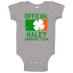 Haley Official Drinking Team Irish Family Custom St Patricks Day Baby One Piece