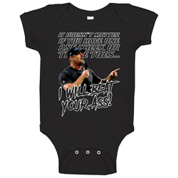 I Will Beat Your Ass Dan Campbell Black Baby One Piece I Will Beat Your Ass Dan Campbell Black Baby One Piece
