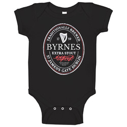 Byrnes Irish Beer Label St Patricks Day Guinness Parody Grunge Baby One Piece Byrnes Irish Beer Label St Patricks Day Guinness Parody Grunge Baby One Piece