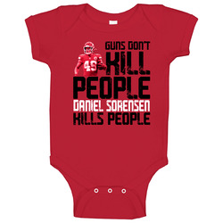 Guns Dont Kill Daniel Sorensen Kills People Kansas City Football Baby One Piece Guns Dont Kill Daniel Sorensen Kills People Kansas City Football Baby One Piece