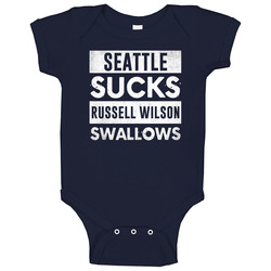 Seattle Sucks Russell Wilson Swallows Funny Football Hater Fan Baby One Piece Seattle Sucks Russell Wilson Swallows Funny Football Hater Fan Baby One Piece