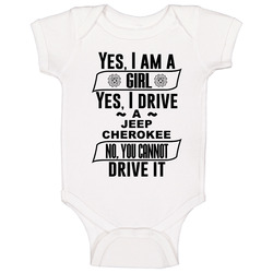 Jeep Cherokee Yes Im A Girl No You Cant Drive My Car Funny Car Lovers Baby One Piece Jeep Cherokee Yes Im A Girl No You Cant Drive My Car Funny Car Lovers Baby One Piece