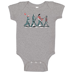 It Jason Michael Myers Freddy Horror Movie Villains Slasher Abbey Road Parody Halloween Worn Look Baby One Piece It Jason Michael Myers Freddy Horror Movie Villains Slasher Abbey Road Parody Halloween Worn Look Baby One Piece