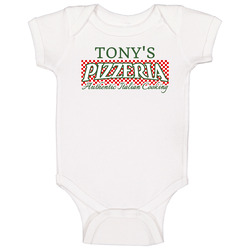 Tony's Pizzeria Personalized Name Italian Theme Baby One Piece Tony's Pizzeria Personalized Name Italian Theme Baby One Piece