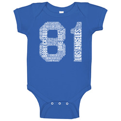 Los Angeles Lad Baseball 1981 World Series Champions Retro Roster Sports Fan Baby One Piece Los Angeles Lad Baseball 1981 World Series Champions Retro Roster Sports Fan Baby One Piece