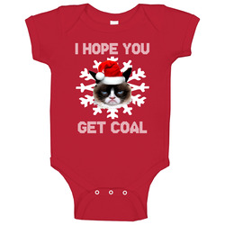 Grumpy Cat I Hope You Get Coal Funny Miserable Cat Christmas Baby One Piece Grumpy Cat I Hope You Get Coal Funny Miserable Cat Christmas Baby One Piece