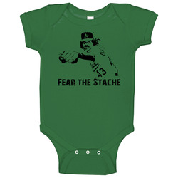 Dennis Eckersley Fear The Stache Baseball Baby One Piece Dennis Eckersley Fear The Stache Baseball Baby One Piece