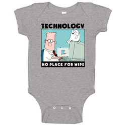 Dilbert Technology No Place For Wimps Baby One Piece Dilbert Technology No Place For Wimps Baby One Piece