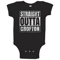 Straight Outta Crofton Distressed Look City Grunge Cool Baby One Piece Straight Outta Crofton Distressed Look City Grunge Cool Baby One Piece