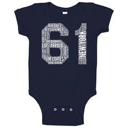 New York Nyy Baseball 1961 World Series Champions Retro Roster Sports Fan Baby One Piece New York Nyy Baseball 1961 World Series Champions Retro Roster Sports Fan Baby One Piece