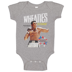 Muhammad Ali Wheaties Retro Breakfast Cereal Food Baby One Piece Muhammad Ali Wheaties Retro Breakfast Cereal Food Baby One Piece