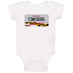 Finksburg Maryland Custom City License Plate Customizable Baby One Piece Finksburg Maryland Custom City License Plate Customizable Baby One Piece