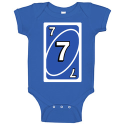 Seven 7 Blue Uno Card Game Fan Halloween Fancy Dress Baby One Piece Seven 7 Blue Uno Card Game Fan Halloween Fancy Dress Baby One Piece