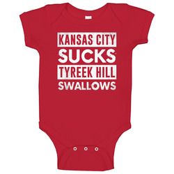 Kansas City Sucks Tyreek Hill Swallows Funny Football Hater Fan Baby One Piece Kansas City Sucks Tyreek Hill Swallows Funny Football Hater Fan Baby One Piece