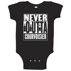 Never Outta Courvoisier Straight Outta Compton Parody Baby One Piece Never Outta Courvoisier Straight Outta Compton Parody Baby One Piece