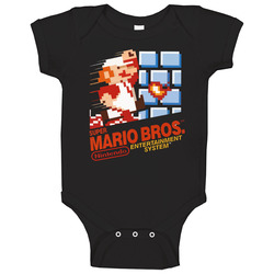 Super Mario Bros Nes Box Art onesie Baby One Piece Super Mario Bros Nes Box Art onesie Baby One Piece