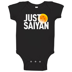 Just Saiyan White Text onesie Baby One Piece