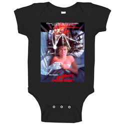 A Nightmare On Elm Street Cult Horror Movie Poster Freddy Kreuger onesie Baby One Piece