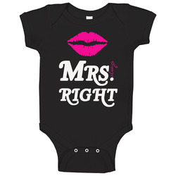Mrs Right Kiss White Logo onesie Baby One Piece Mrs Right Kiss White Logo onesie Baby One Piece