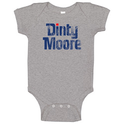 Dinty Moore Canned Food Logo Cool Distressed Grunge Retro Look Unique Gift onesie Baby One Piece Dinty Moore Canned Food Logo Cool Distressed Grunge Retro Look Unique Gift onesie Baby One Piece