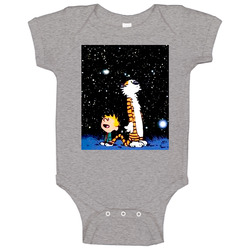 Calvin And Hobbes Stargazing Sport Grey onesie Baby One Piece Calvin And Hobbes Stargazing Sport Grey onesie Baby One Piece
