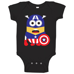 New Despicable Me 2 Cute Minion Captain America Standard Black onesie Baby One Piece New Despicable Me 2 Cute Minion Captain America Standard Black onesie Baby One Piece