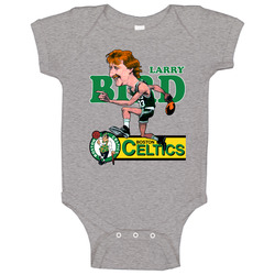 Larry Bird Retro Basketball Caricature - Grey onesie Baby One Piece Larry Bird Retro Basketball Caricature - Grey onesie Baby One Piece