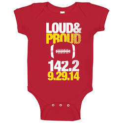 Loud And Proud 142.2 Loudest Stadium Arrowhead Chiefs Football onesie Baby One Piece