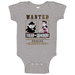 Wanted Boris And Natasha Bullwinkle Moose Rocker Squirrel onesie Baby One Piece Wanted Boris And Natasha Bullwinkle Moose Rocker Squirrel onesie Baby One Piece