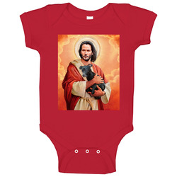 Saint Keanu Reeves The Savior Christ God Rock Legend Classic Rare Funny onesie Baby One Piece