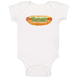Nathans Famous Fast Food Restaurant Distressed Look onesie Baby One Piece Nathans Famous Fast Food Restaurant Distressed Look onesie Baby One Piece