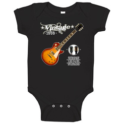1959 Les Paul Sunburst Guitar Black onesie Baby One Piece 1959 Les Paul Sunburst Guitar Black onesie Baby One Piece