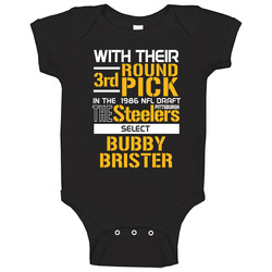 Bubby Brister 1986 3rd Round Qb Quarterback La Monroe Pittsburgh Football Draft onesie Baby One Piece Bubby Brister 1986 3rd Round Qb Quarterback La Monroe Pittsburgh Football Draft onesie Baby One Piece