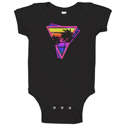 Vaporwave Palms Triangle onesie Baby One Piece Vaporwave Palms Triangle onesie Baby One Piece