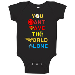 Justice League - You Can't Save The World Alone T Shirt Superhero Top onesie Baby One Piece Justice League - You Can't Save The World Alone T Shirt Superhero Top onesie Baby One Piece