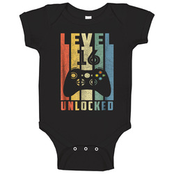 Level 16 Unlocked 16th Video Gamer Birthday Boy Gifts onesie Baby One Piece Level 16 Unlocked 16th Video Gamer Birthday Boy Gifts onesie Baby One Piece