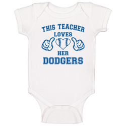 This Teacher Loves Her Dodgers Baseball T Shirt - Los Angeles Dodgers Team Colors onesie Baby One Piece This Teacher Loves Her Dodgers Baseball T Shirt - Los Angeles Dodgers Team Colors onesie Baby One Piece