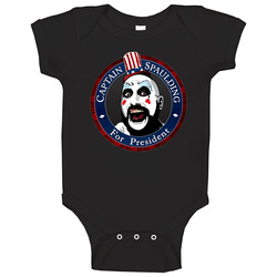 New Captain Spaulding For President Rob Zombie Logo Standard Black onesie Baby One Piece New Captain Spaulding For President Rob Zombie Logo Standard Black onesie Baby One Piece