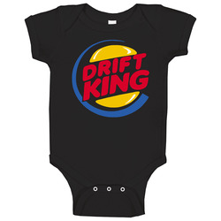 Drift King Burger Car Nascar Funny onesie Baby One Piece Drift King Burger Car Nascar Funny onesie Baby One Piece