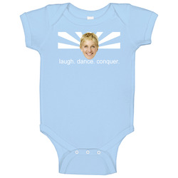 Ellen Degeneres Flag Laugh Dance Conquer onesie Baby One Piece Ellen Degeneres Flag Laugh Dance Conquer onesie Baby One Piece
