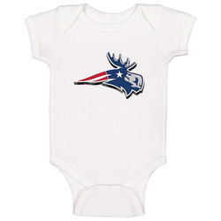 Moose New England Patriots Logo Parody 3d Quinn Ojinnaka Pats Dynasty Patriot Nation Ultimate Football Fan onesie Baby One Piece