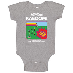 Kaboom!, T-Shirt, Activision, Atari, 2600, Pitfall, Game, Arcade, Retro, 80's Baby One Piece