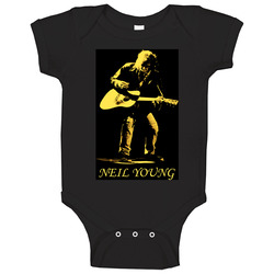 Neil Young Classic Rock N Roll Vintage Black Baby One Piece Neil Young Classic Rock N Roll Vintage Black Baby One Piece