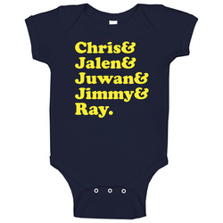 Chris Jalen Juwan Jimmy And Ray University Of Michigan Fab Five Basketball Fan Baby One Piece Chris Jalen Juwan Jimmy And Ray University Of Michigan Fab Five Basketball Fan Baby One Piece