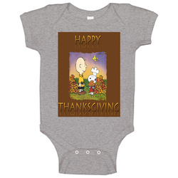 The Peanuts - Happy Thanksgiving With Charlie Brown And Snoopy Unisex Baby One Piece The Peanuts - Happy Thanksgiving With Charlie Brown And Snoopy Unisex Baby One Piece