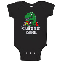 New Clever Girl Jurassic Park Velociraptor Dinosaur Funny Black Baby One Piece New Clever Girl Jurassic Park Velociraptor Dinosaur Funny Black Baby One Piece