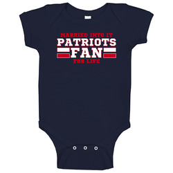 Married Into It Patriots Fan Football T Shirt - New Englad Team Colors Baby One Piece