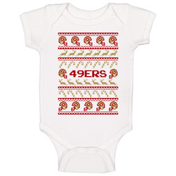 49ers Football Ugly Christmas Sweater T Shirt - San Francisco 49ers Team Colors Baby One Piece
